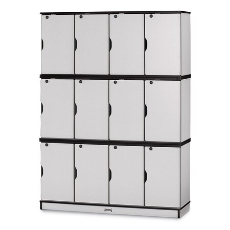 Jonti-Craft Rainbow Accents Stacking Lockable Lockers, Triple Stack, Black 4697JC180